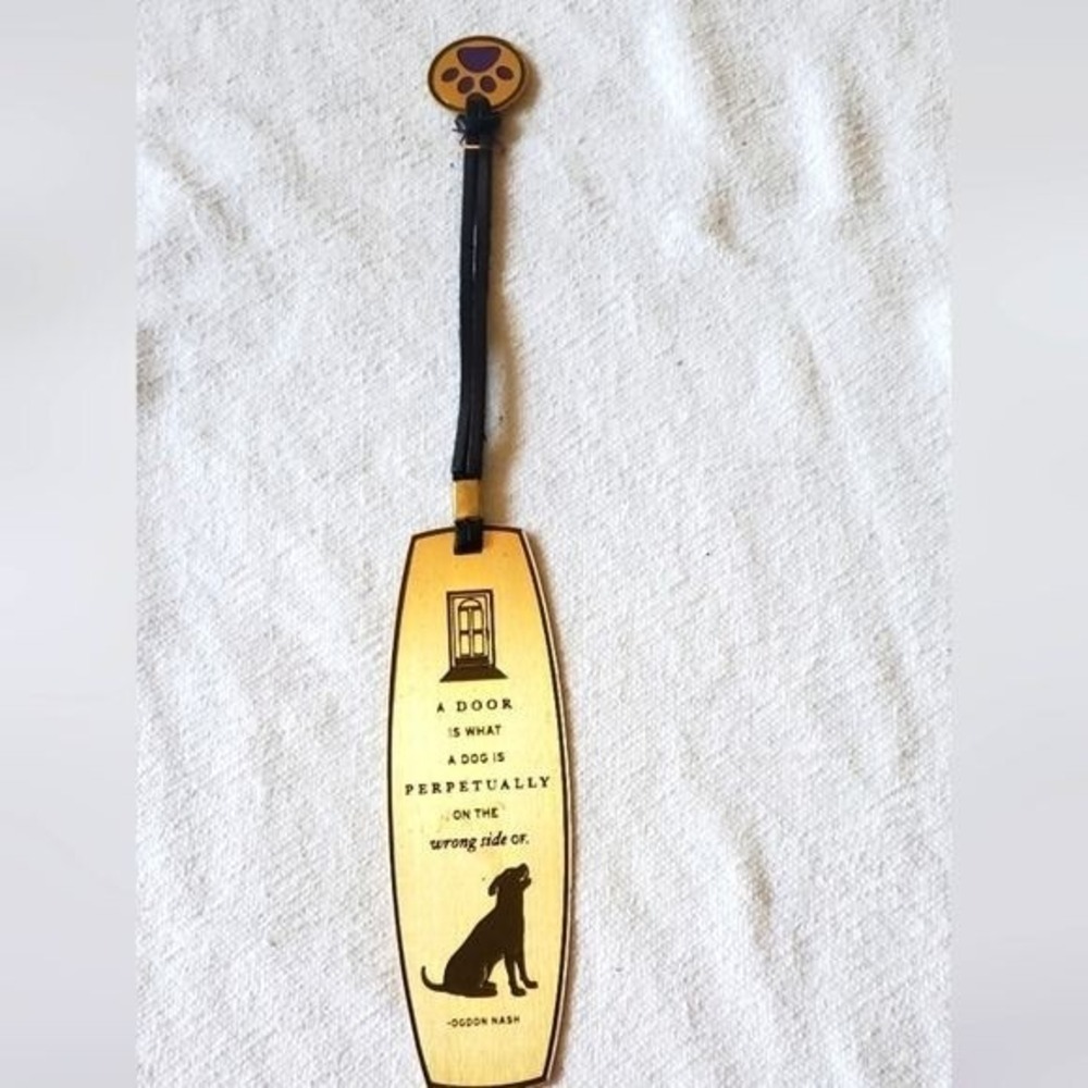Kingsheart Forge Brass Dog Bookmark Ogden Nash Quote Paw Charm 2003 Vintage